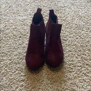 Maroon Wedge Booties